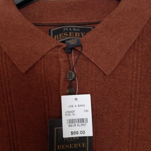 Joseph A Banks XL lightweight 3/4 button up Sweater in burned red/brown - Picture 4 of 8